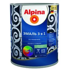 გრუნტი-ემალი ჟანგ. 3-1-ში, ფერი:Alpina თეთრი RAL 9003 0,75L — გრუნტი