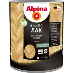 ლაქი აკრილის პარკეტისთვის და იატაკისთვის Alpina Aqua აბრეშუმისამებრ მქრქალი 10 ლ — ლაქი