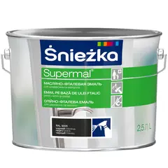 ემალი ზეთოვან-ფთალური Sniezka Supermal 2.5 ლ პრიალა შავი — ზეთის საღებავი