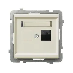 როზეტი კომპიუტერის Ospel Sonata GPK-1R/K/m/27 RJ45 Cat 5e 1 განყოფილებიანი ჩალისფერი — როზეტები და ჩამრთველები