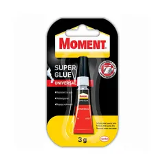 წებო MOMENT SUPER GLUE UNIVERSAL 3g BG/CS/RO — წებო