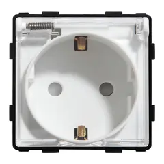 როზეტი ჩარჩოს გარეშე Socket Style 16A დამიწებით და შტორებით გამჭვირვალე თავსახურით თეთრი — როზეტები და ჩამრთველები