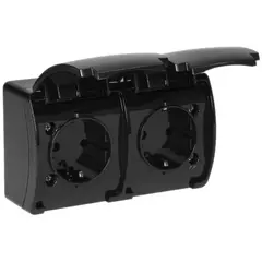 როზეტი ORNO AQUATIC 2 Schuko IP44 შავი — როზეტები და ჩამრთველები
