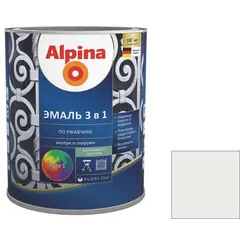 გრუნტი-ემალი ჟანგის Alpina 3-in-1 თეთრი 2.5 ლ — გრუნტი
