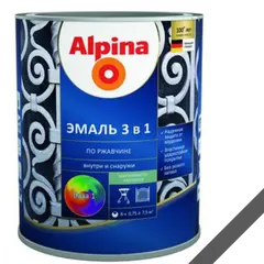 გრუნტი-ემალი ჟანგ. 3-1-ში, ფერი:Alpina მეტ. ნაცრისფერი RAL 9023 0,75L — გრუნტი