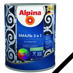 გრუნტი-ემალი ჟანგ. 3-1-ში, ფერი:Alpina შავი RAL 9005 0,75L — გრუნტი