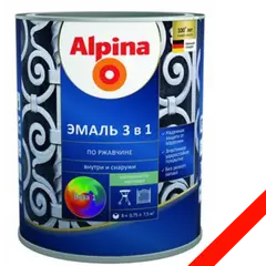 გრუნტი-ემალი ჟანგ. 3-1-ში, ფერი:Alpina წითელი RAL 3011 2,5L — გრუნტი