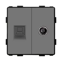 როზეტი ჩარჩოს გარეშე Socket Style 2 Internet CAT6 RJ45 TV ნაცრისფერი — როზეტები და ჩამრთველები