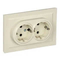 როზეტი IEK RS12-3-BrKr 2 BRITE 16A ბეჟი — როზეტები და ჩამრთველები