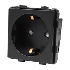 როზეტი ჩარჩოს გარეშე Socket Style 16A დამიწებით და შტორებით შავი — როზეტები და ჩამრთველები
