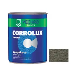 ემალი ანტიკოროზიული ლითონისთვის Vechro Corrolux hammered N 90 ნაცრისფერი ნახევრად პრიალა 750 მლ — მეტალის საღებავები