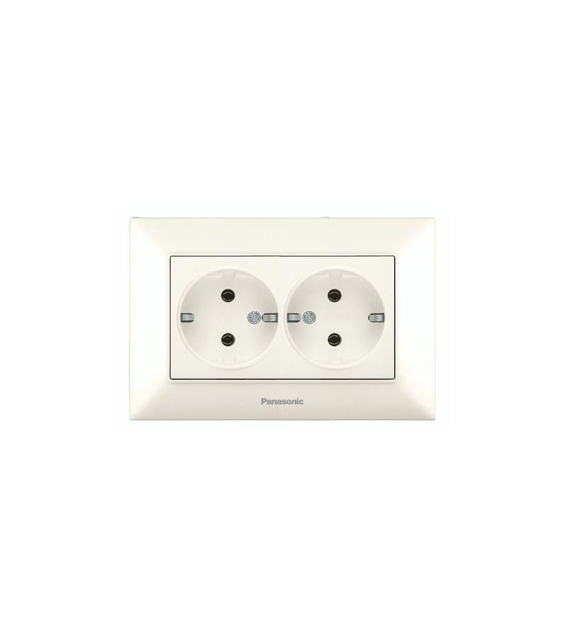 როზეტი  PANASONIC ARKEDIA SLIM  2-ნი  დამიწებით  კრემი — როზეტები და ჩამრთველები