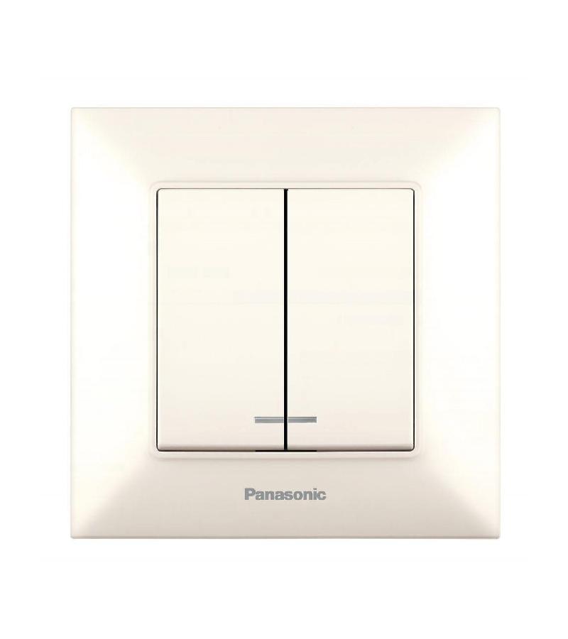 გადამრთველი PANASONIC ARKEDIA SLIM განათებით 2-ნი კრემი — როზეტები და ჩამრთველები