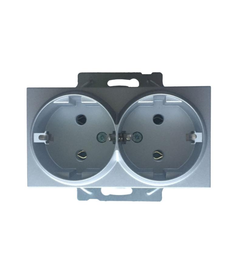 როზეტის მექანიზმი 2-ნი დამიწებით KARRE PLUS SILVER WKTT02052SL-EU1 Panasonic — როზეტები და ჩამრთველები