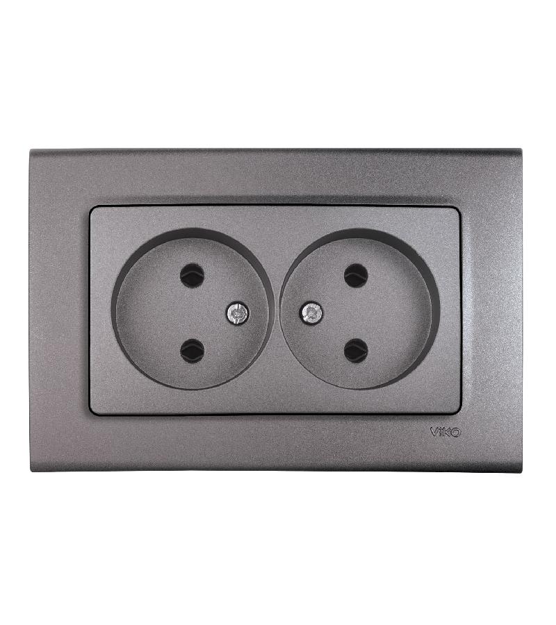 როზეტი 2-ნი LINNERA GRANIT GRISI #90402055-MD VIKO by Panasonic — როზეტები და ჩამრთველები