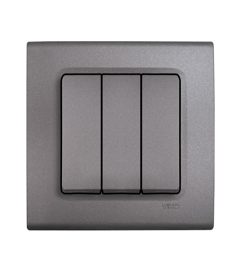 გადამრთველი 3-ნი LINNERA GRANIT GRISI #90402068-MD VIKO by Panasonic — როზეტები და ჩამრთველები