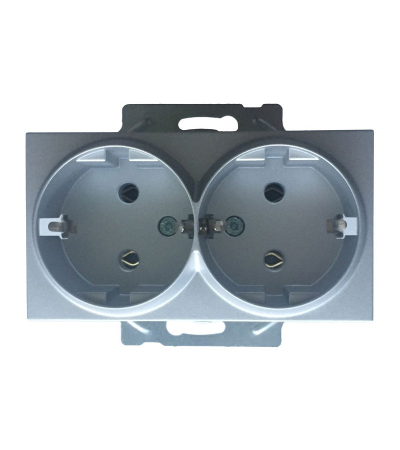 როზეტი 2-ნი დამიწებით KARRE PLUS 55 ვერცხლისფერი WDTT02052SL-EU1 Panasonic — როზეტები და ჩამრთველები