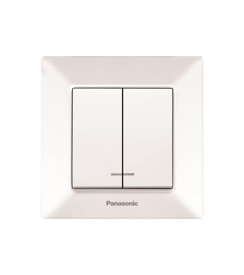 გადამრთველი PANASONIC ARKEDIA SLIM განათებით 2-ნი თეთრი — როზეტები და ჩამრთველები