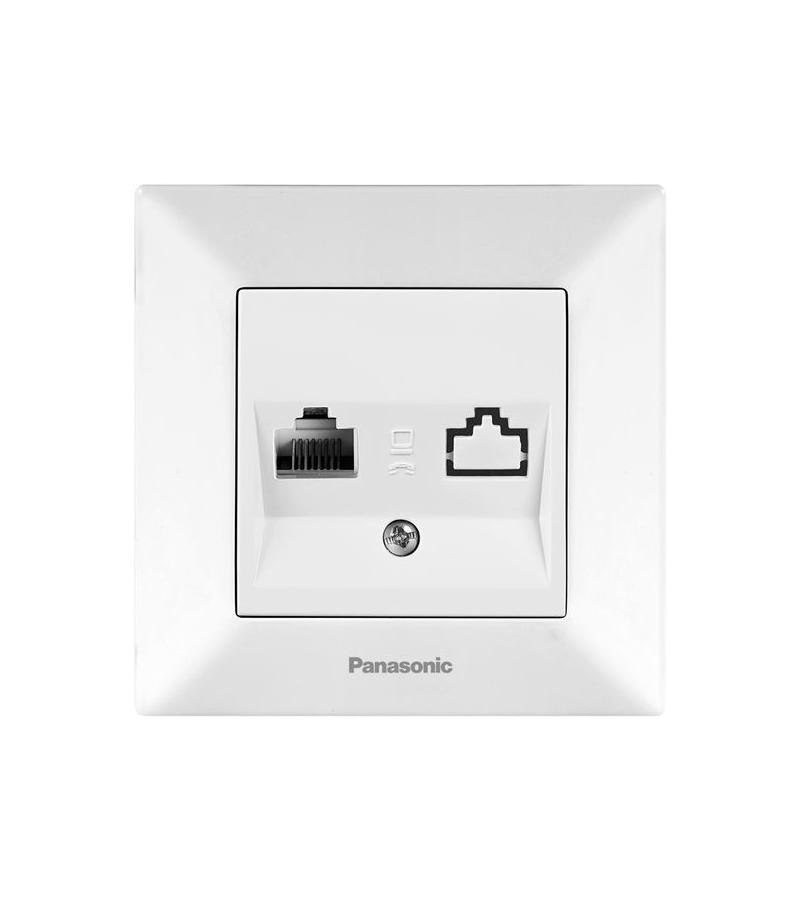 როზეტი  PANASONIC ARKEDIA SLIM  კომპ. Tekli Data  თეთრი — როზეტები და ჩამრთველები