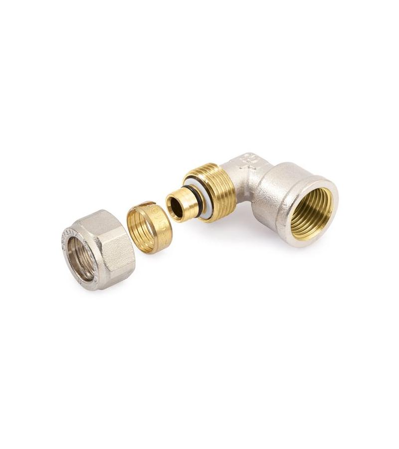 მუხლი თითბერის შიგა ხრახ. 20x1/2 სისტემა Compr. GENERAL FITTINGS ITALY — წყლის მილების ფიტინგები