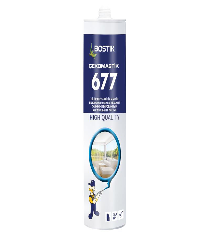 აკრილის მასტიკა Cekomastik 677 #6136.22 Siliconized ნაცრისფერი 280 გრ BOSTIK — სილიკონი და ჰერმეტკი