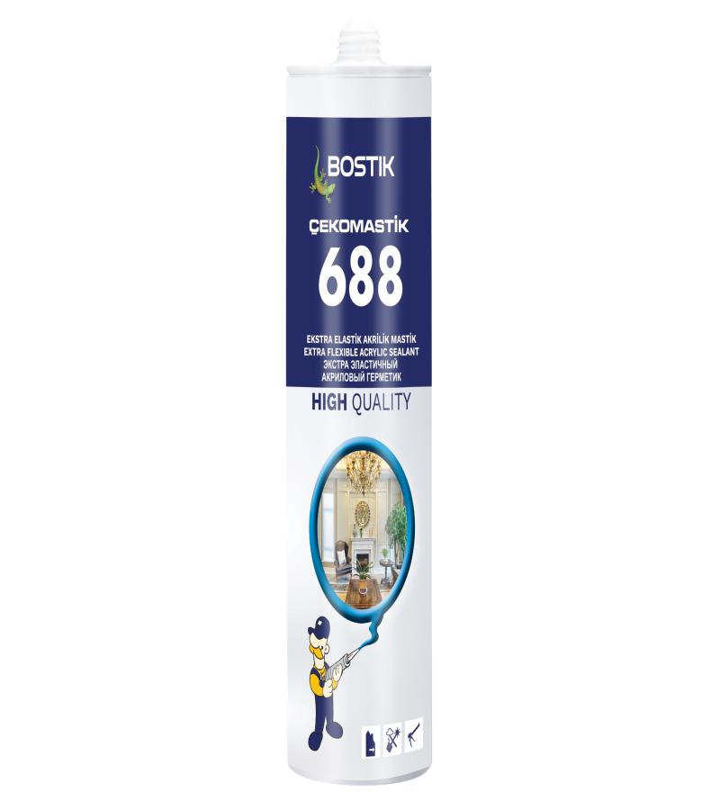 აკრილის მასტიკა Cekomastik 688 Extra Elastic ნაცრისფერი 310 მლ BOSTIK — სილიკონი და ჰერმეტკი