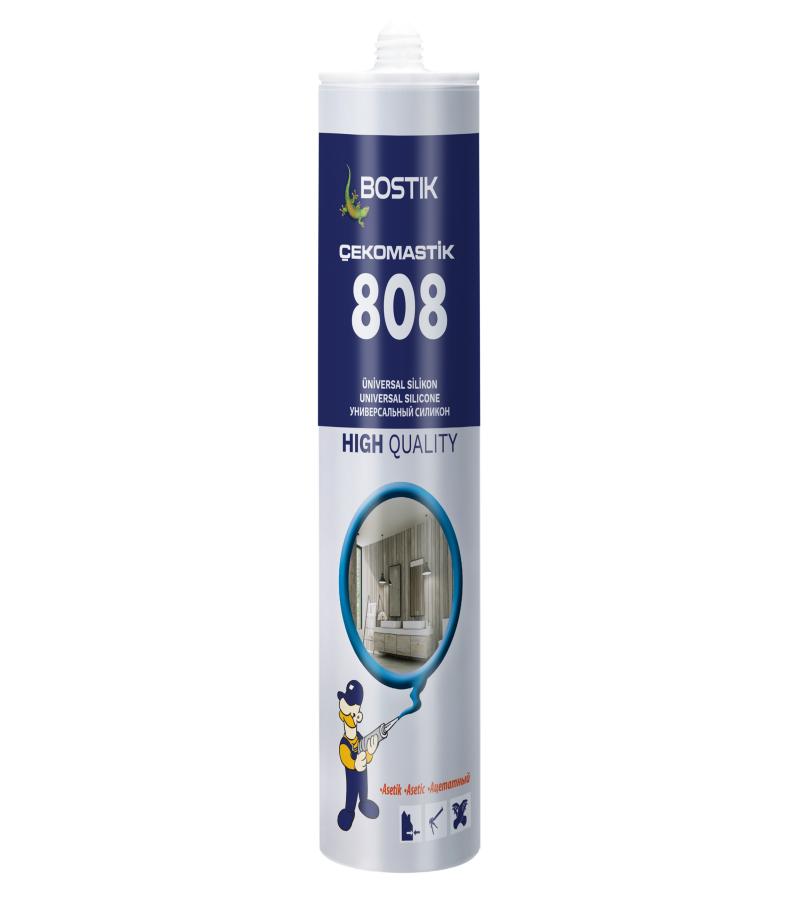 სილიკონი უნივერსალი Cekomastik 808 თეთრი 280 გრ BOSTIK — სილიკონი და ჰერმეტკი