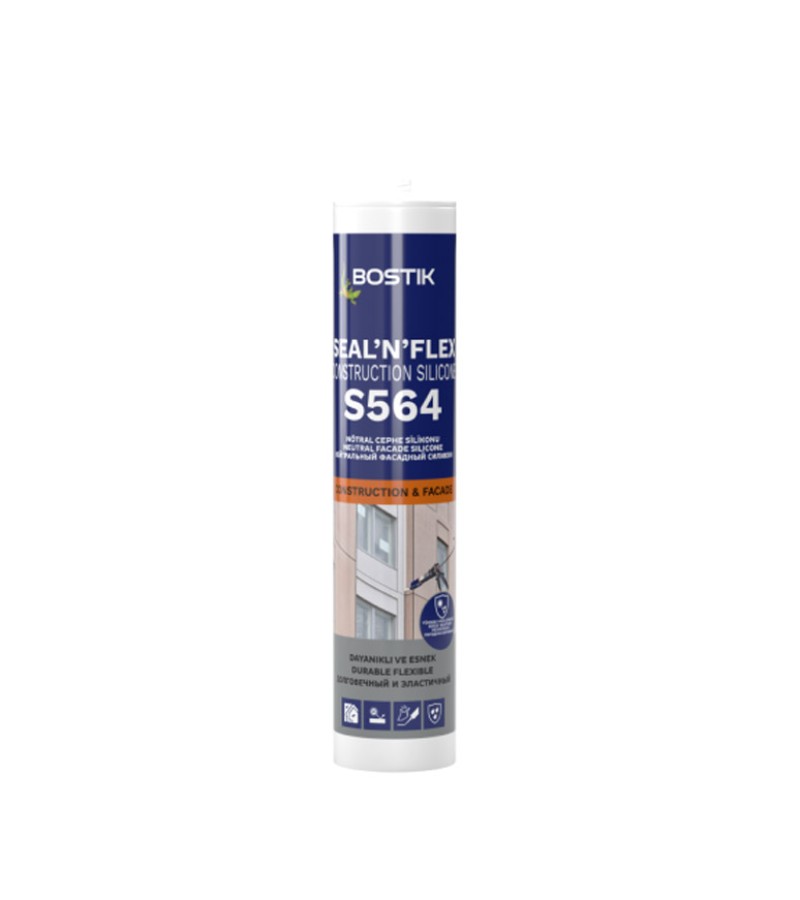 სილიკონი ფასადისთვის S564 Construction ნაცრისფერი 600 მლ  BOSTIK — სილიკონი და ჰერმეტკი