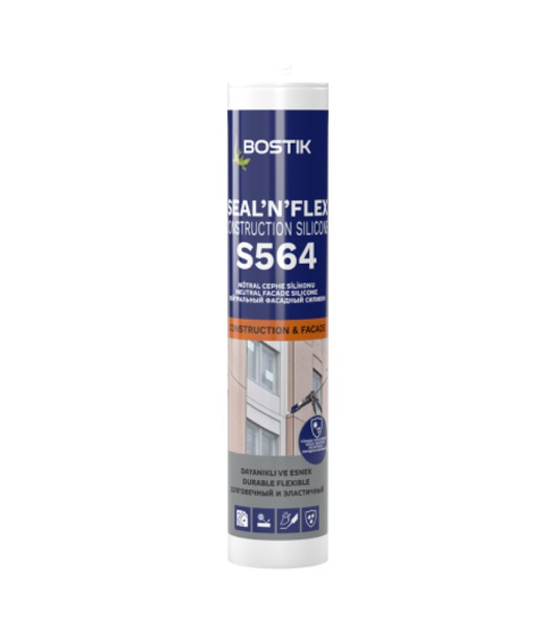 სილიკონი ფასადისთვის S564 Construction RAL9010  600 მლ  BOSTIK — სილიკონი და ჰერმეტკი