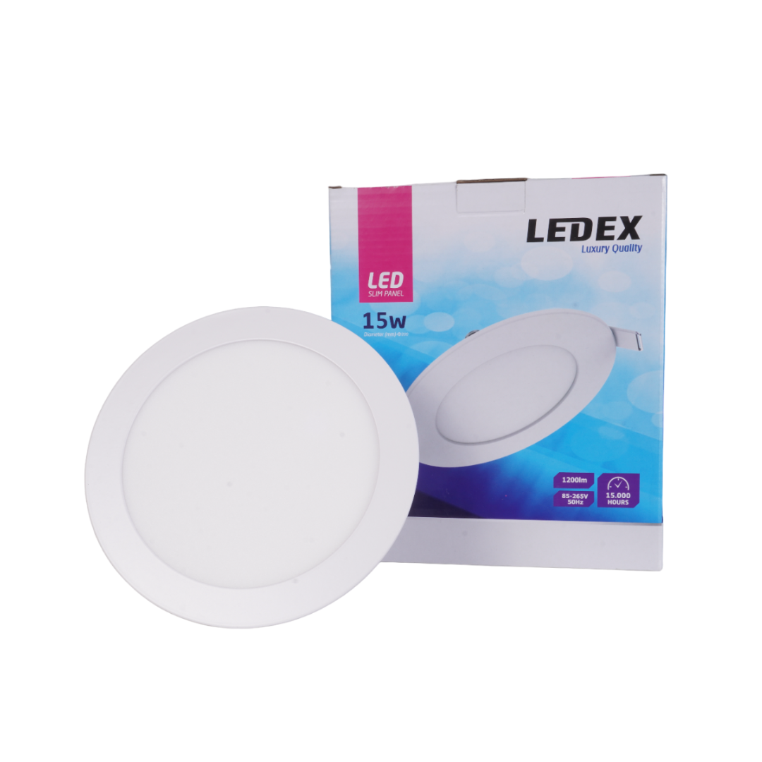 LED პანელური სანათი მრგვალი 15W 4000K LEDEX — LED განათება