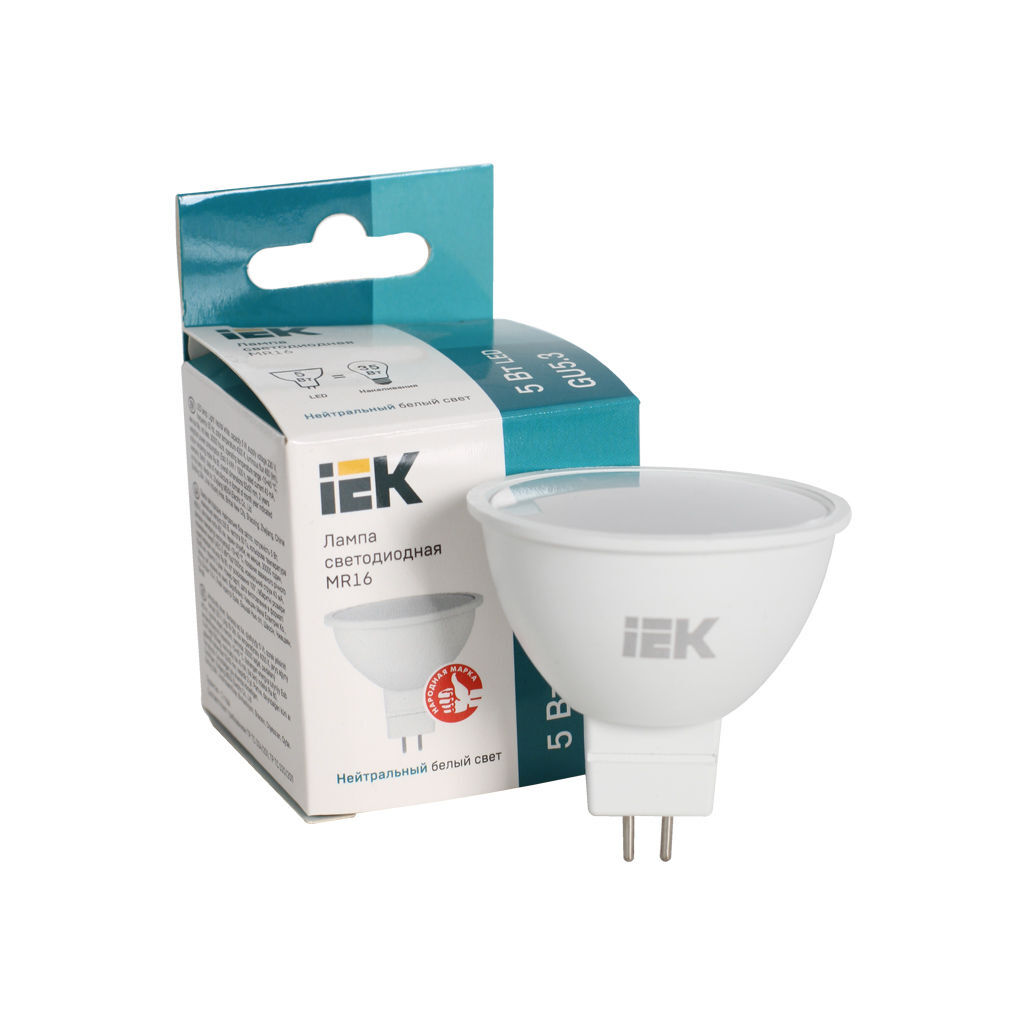 დიოდური ნათურა ECO MR16 софит 5Вт 230В 4000К GU5.3 IEK — ნათურა და ვაზნა