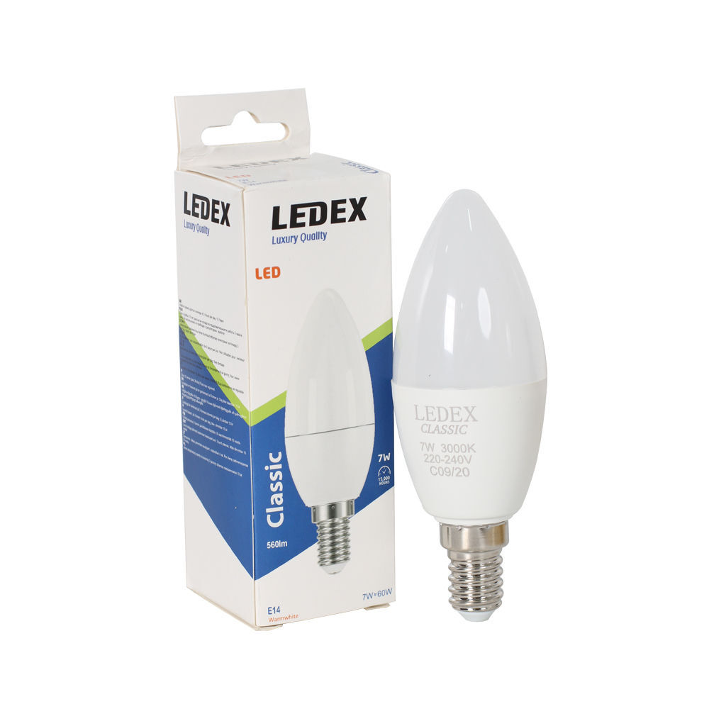 LED ნათურა ჭაღის 7W E14 3000K CLASSIC LEDEX LED48- 0127 — ნათურა და ვაზნა