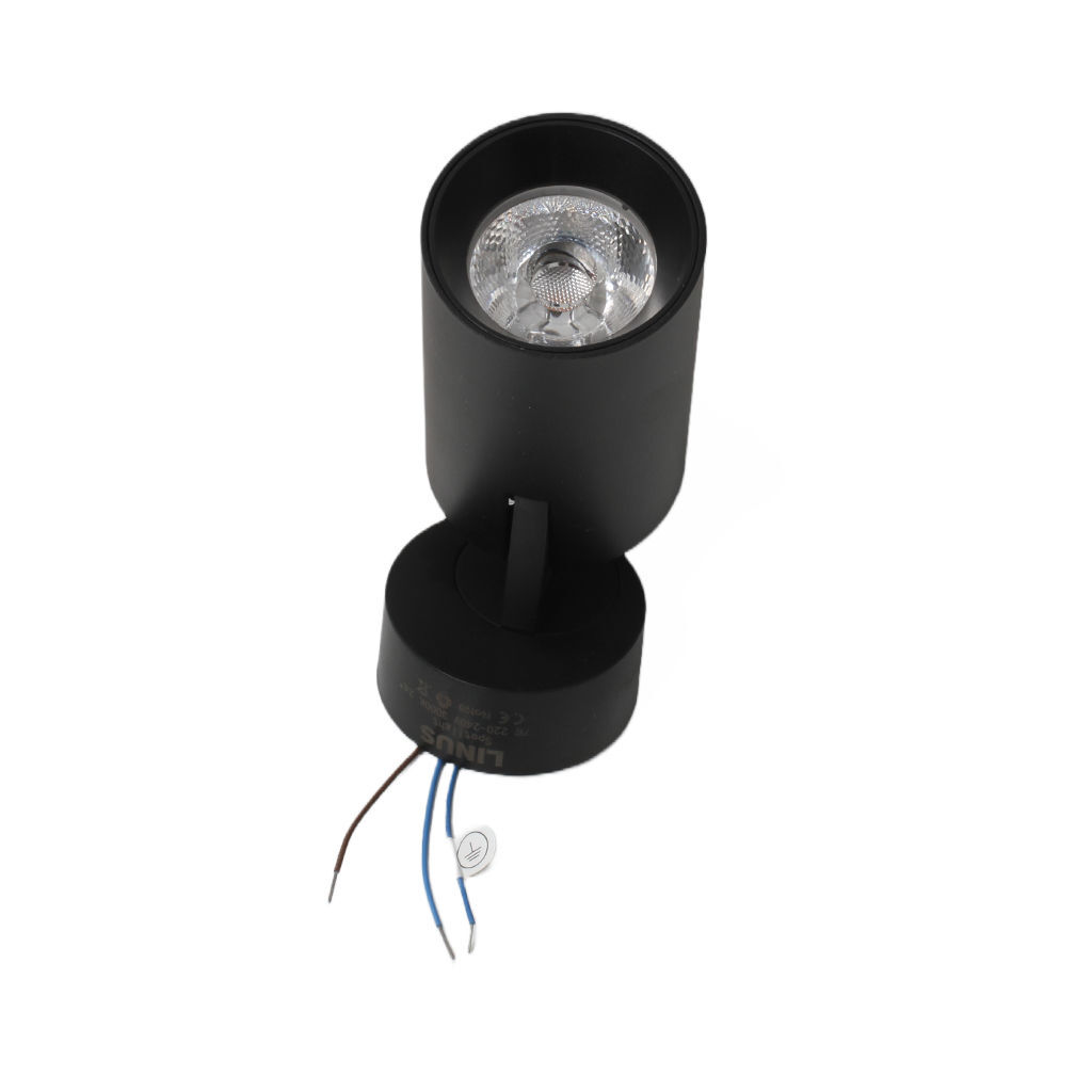 LED სანათი შავი LINUS track 7W 3000K — ნათურა და ვაზნა
