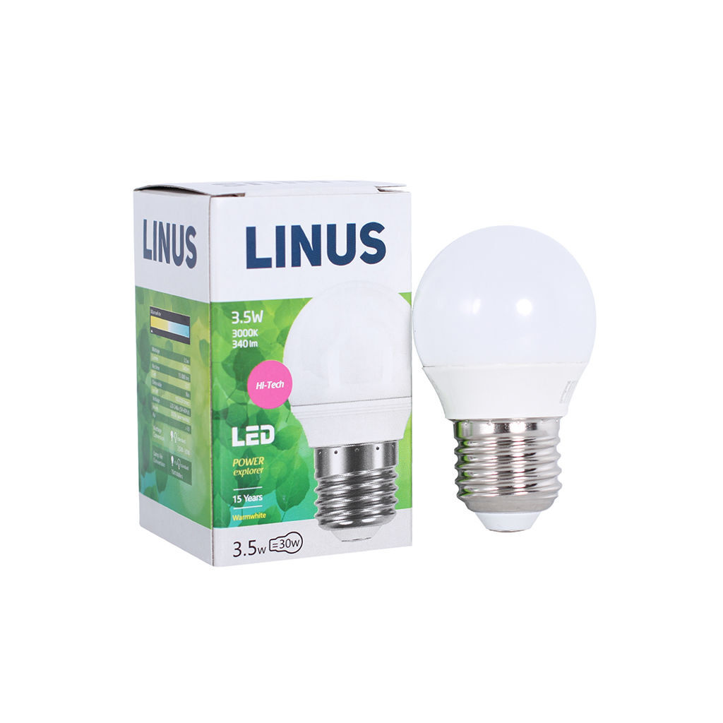 LED ნათურა ეკო 3.5ვტ 3000კ LINUS E27 Lin18-7860 — ნათურა და ვაზნა
