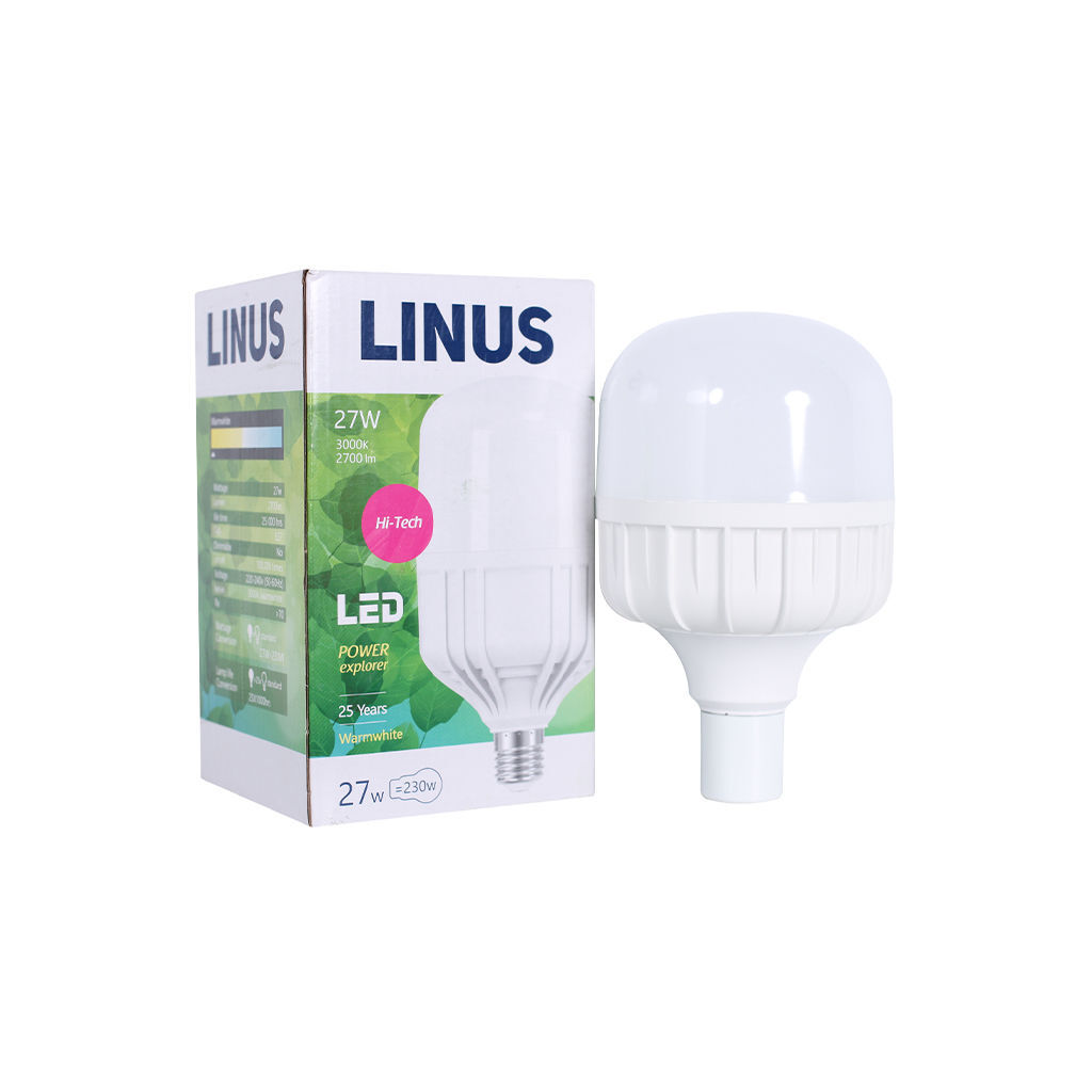 LED ნათურა ეკო 27ვტ 3000კ LINUS E27 Lin31-8508 — ნათურა და ვაზნა
