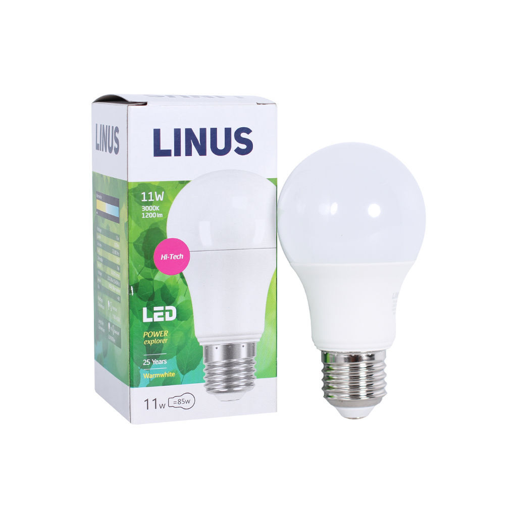 LED ნათურა ეკო 11ვტ 3000კ LINUS E27 Lin42-0891 — ნათურა და ვაზნა