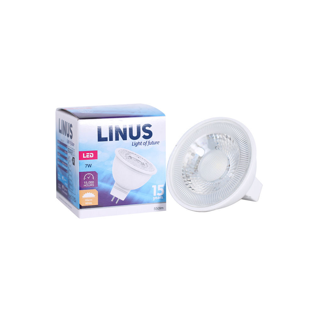 LED ნათურა ეკო 7ვტ 3000კ LINUS MR16 Lin66-6756 — ნათურა და ვაზნა
