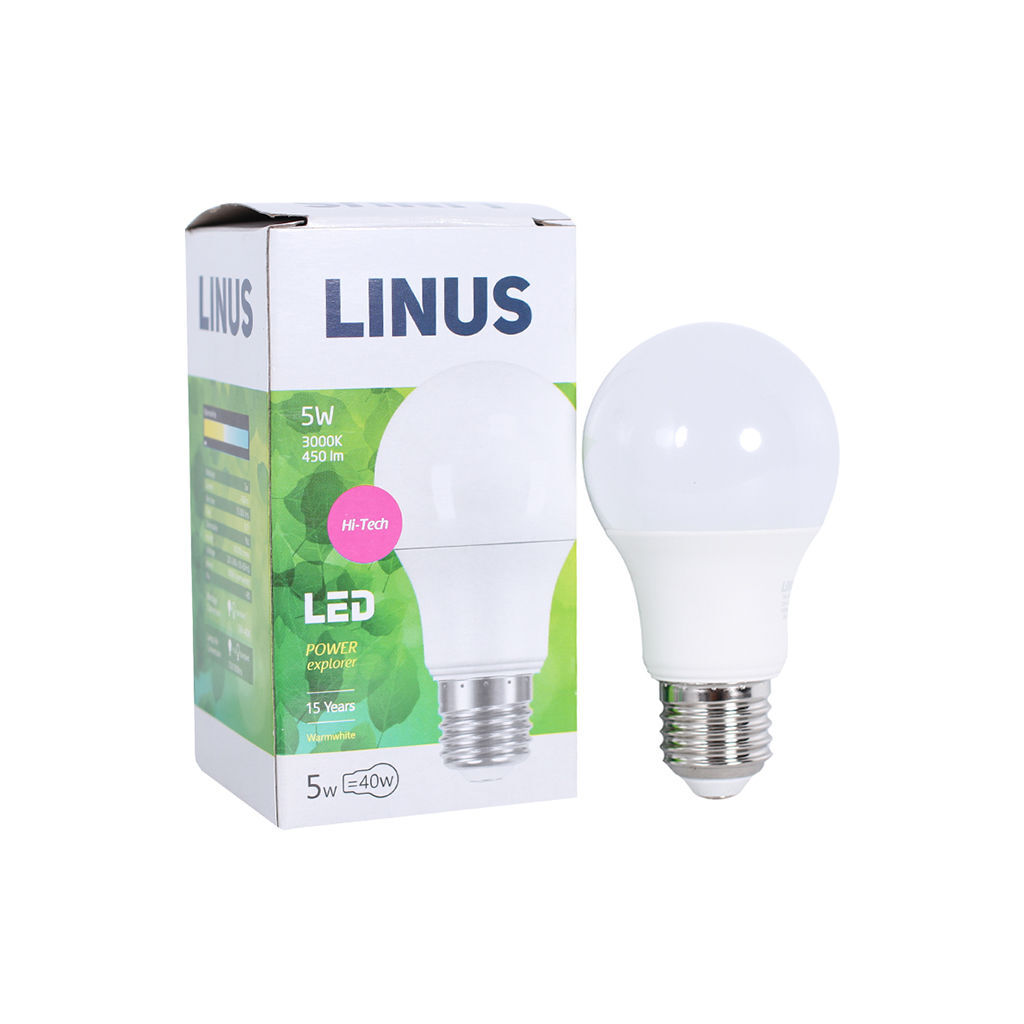 LED ნათურა ეკო 5ვტ 3000კ LINUS E27 Lin8-7761 — ნათურა და ვაზნა