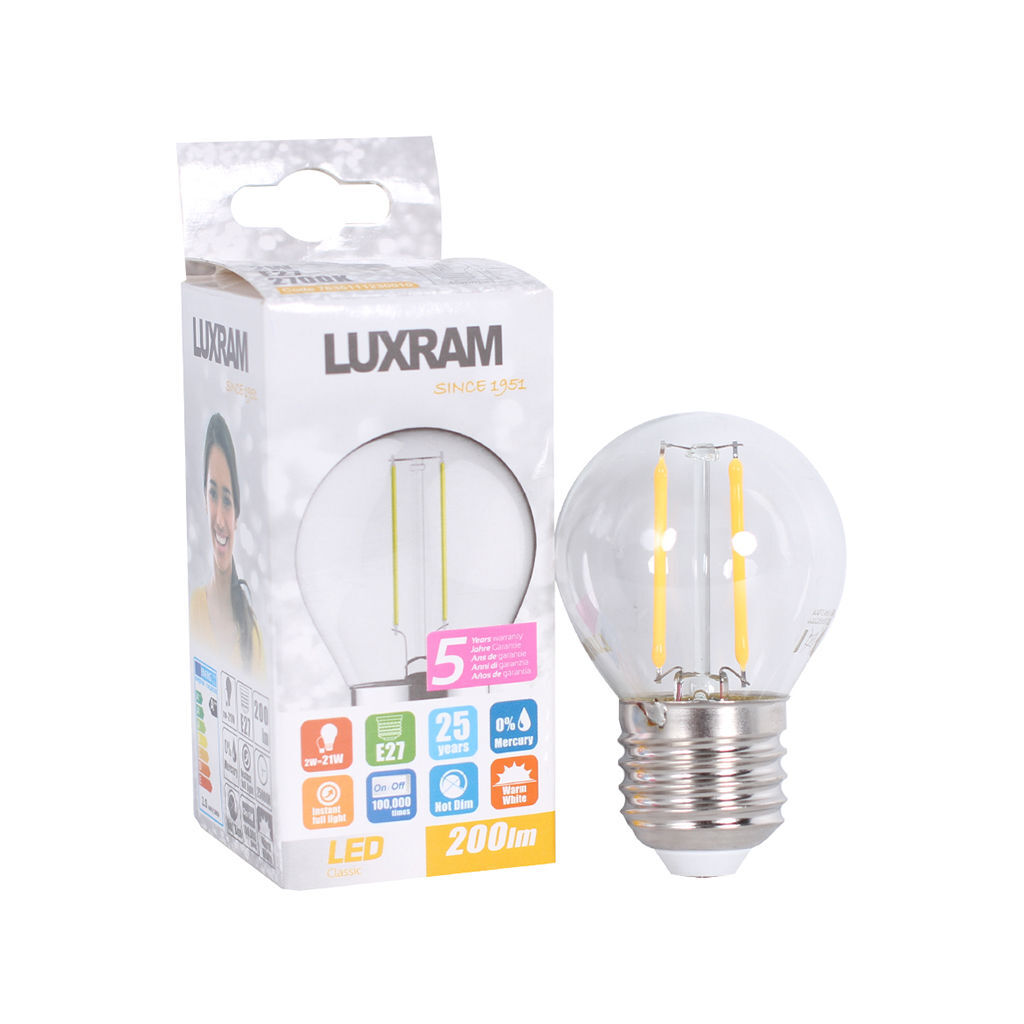 LED ნათურა ეკო 2ვტ 2700კ LUXRAM E27 L180-1233 — ნათურა და ვაზნა