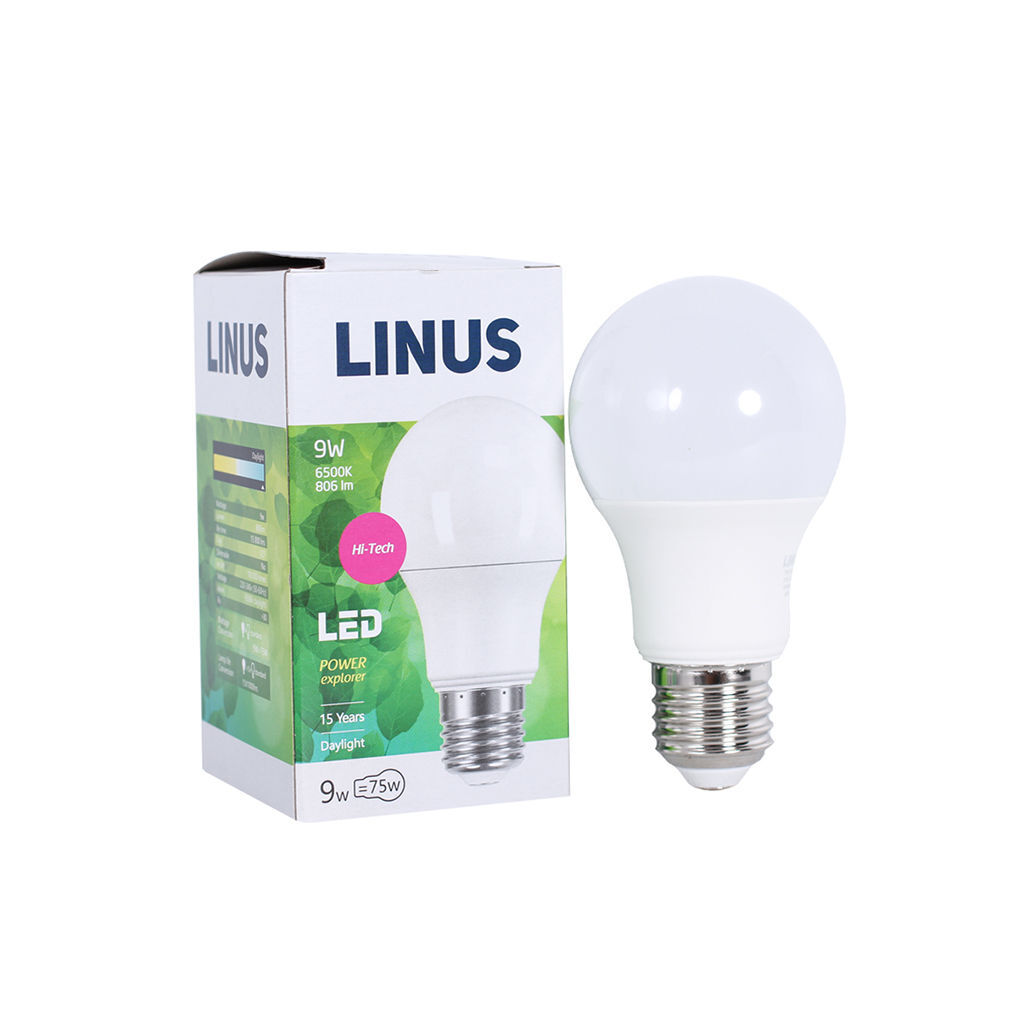 LED ნათურა ეკო 9ვტ 6500კ LINUS E27 Lin11-7792 — ნათურა და ვაზნა