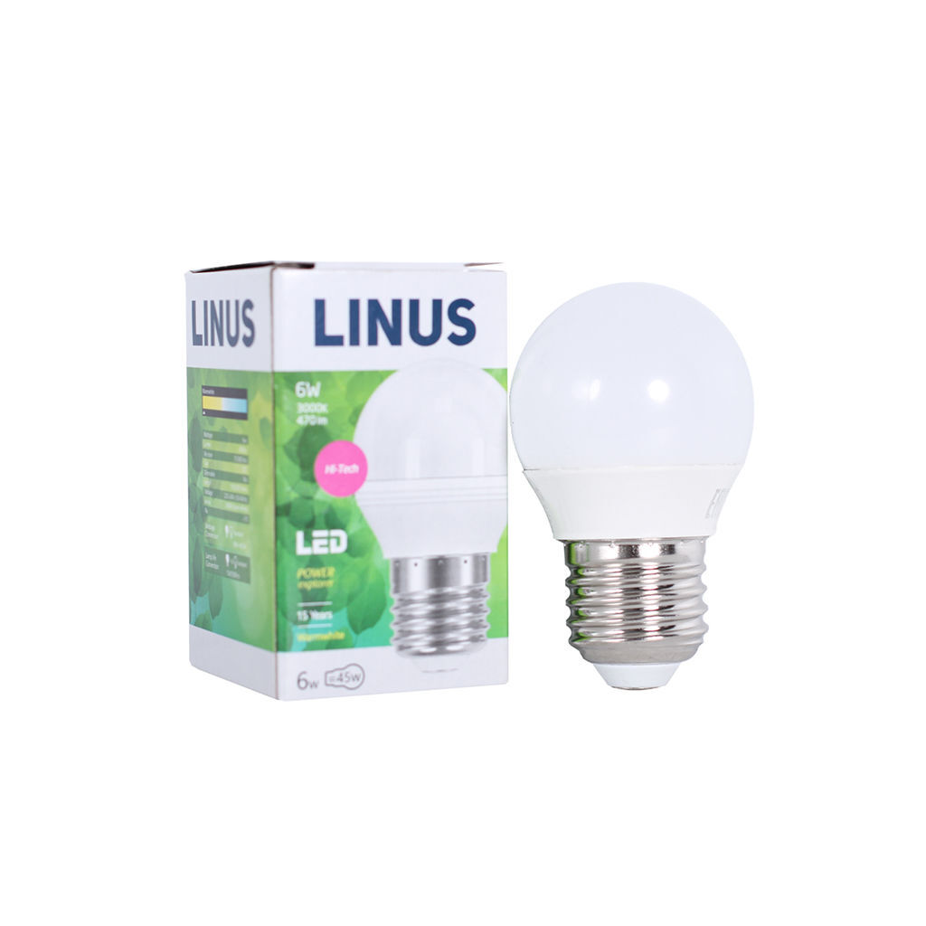 LED ნათურა ეკო 6ვტ 3000კ LINUS E27 Lin28-8478 — ნათურა და ვაზნა