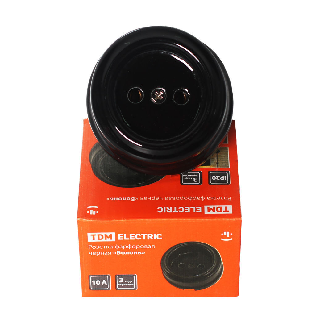 როზეტი ფაიფურის შავი TDM SQ1820-0005 — როზეტები და ჩამრთველები