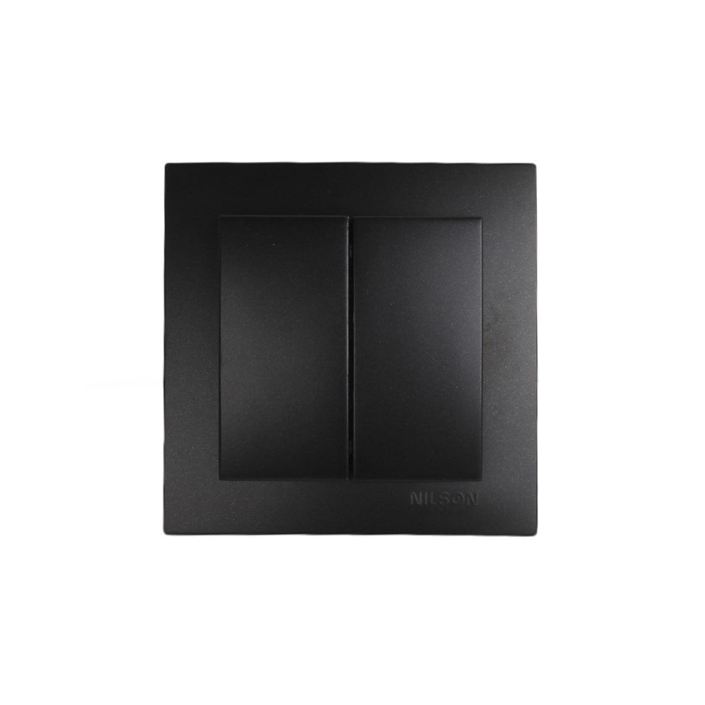 შავი ჩამრთველი 2-ნი TOURAN MAT BLACK One Way Double Switch (Commutator) — როზეტები და ჩამრთველები