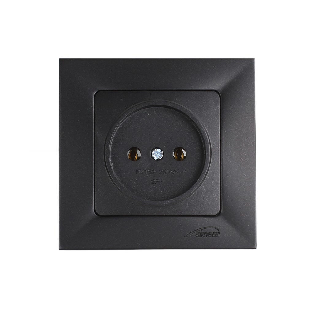 1 განყოფილებიანი როზეტი, შავი 16A 250V Almera WEST SOCKET 93092202 — როზეტები და ჩამრთველები