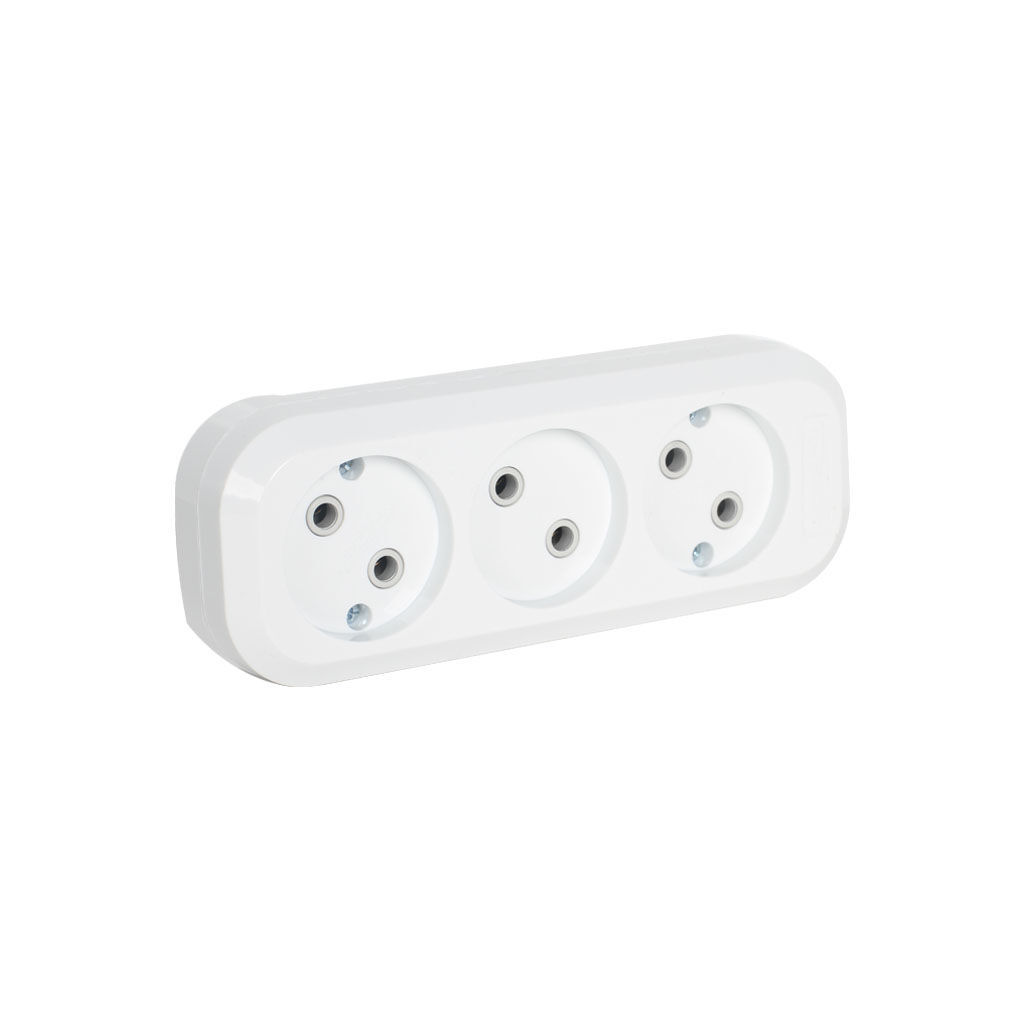როზეტი 3-იანი თეთრი 2П დ/გ 10А 250В TDM SQ1806-0010 — როზეტები და ჩამრთველები