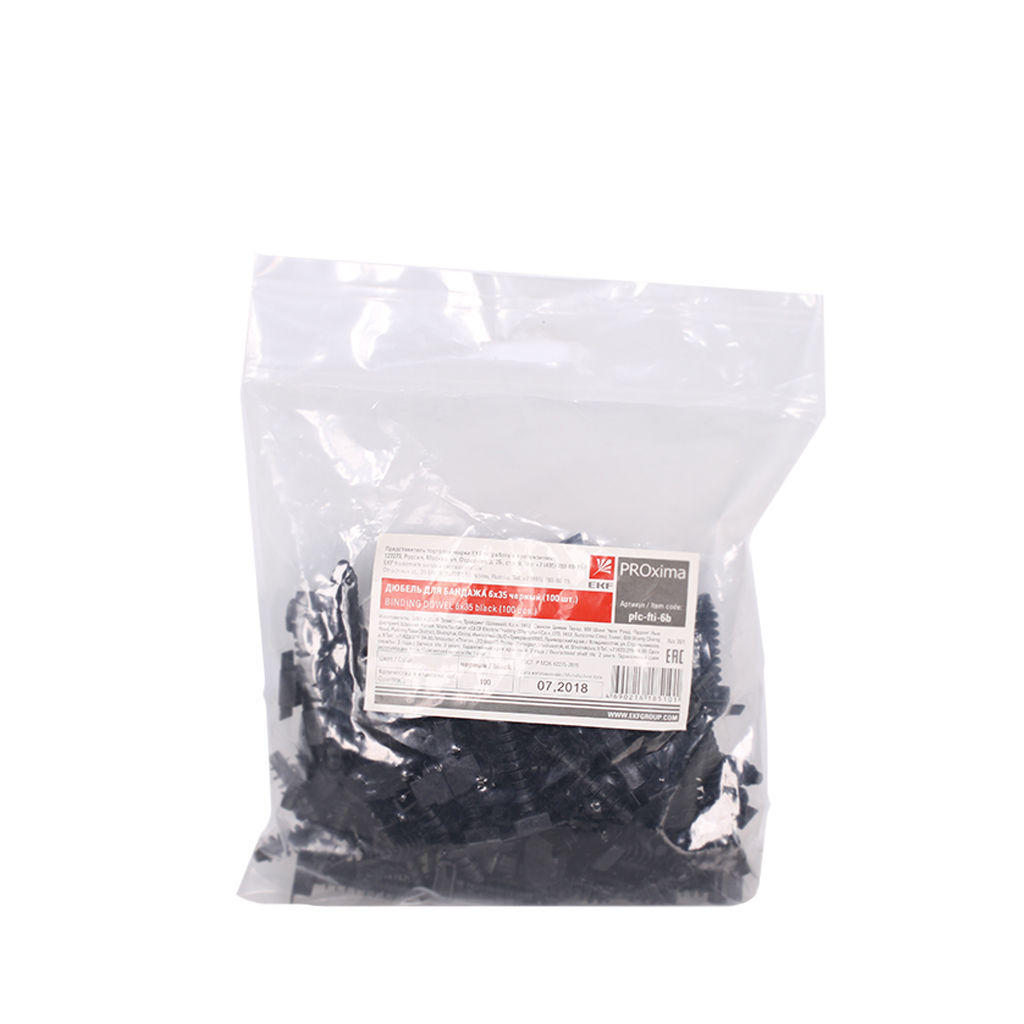 დიუბელი ბანდაჟისთვის EKF plc-fti-6b 6x35 მმ შავი 100 ც — სამაგრები და აქსესუარები
