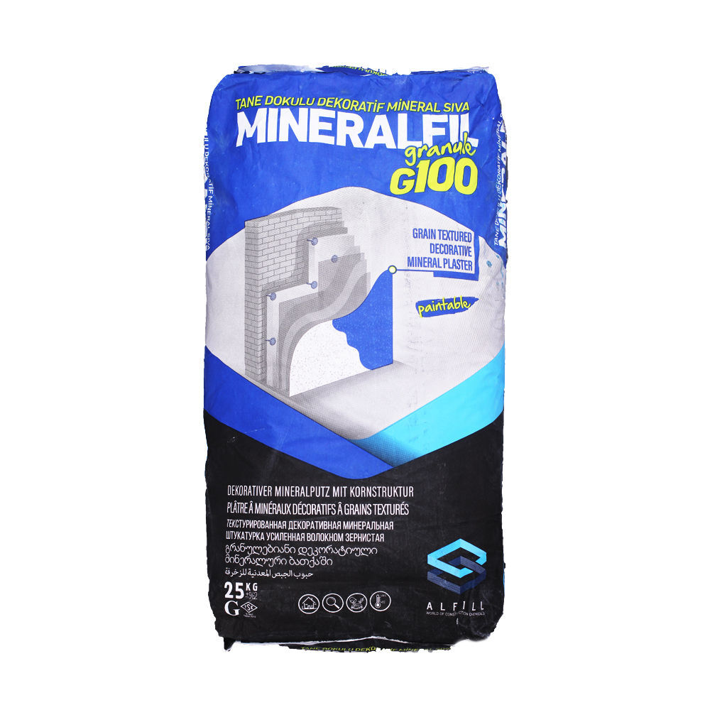 Alfill Mineralfil დეკორატიული ბათქაში 25კგ — ფითხი და ბათქაში