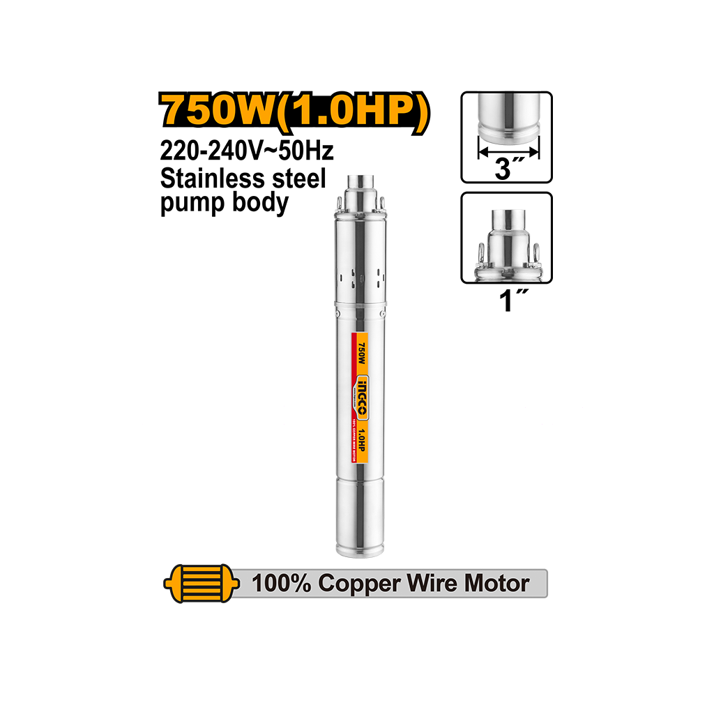 ჭაბურღილის წყლის ტუმბო 3" 750W INGCO (SWP7501) — წლის ტუმბო