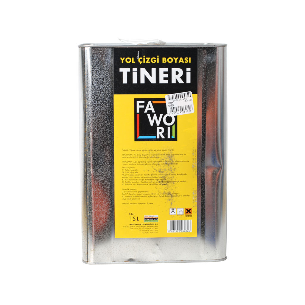 15 ლ გზის საღებავის გამხსნელი FWR YOL Ç.B.TİNERİ 15LT — გამხსნელები