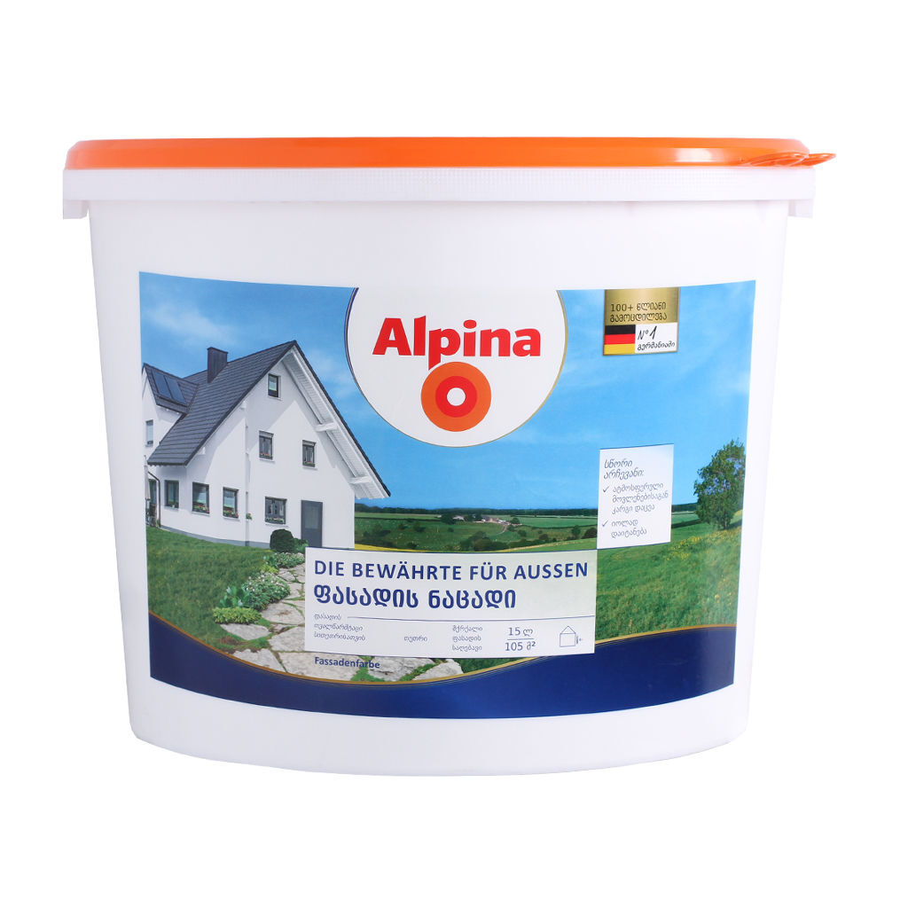 15ლ საღებავი ფასადის ნაცადი ALPINA — ექსტერიერის საღებავი